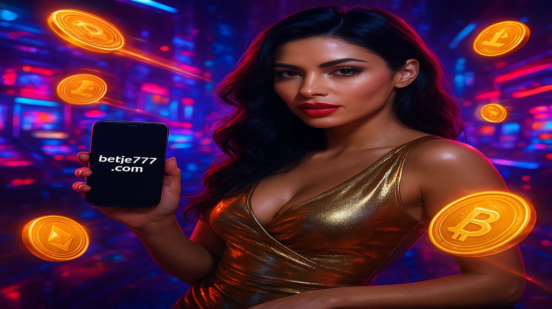 একজন নারী je777 ক্রিপ্টো-গেমিং প্ল্যাটফর্মে লগইন করতে একটি স্মার্টফোন ধরেছেন, চারপাশে জ্বলন্ত বাংলাদেশের টাকার কয়েন ও একটি ভবিষ্যৎ-গেমিং প্ল্যাটফর্ম পরিবেশ ঘিরে আছে।